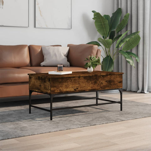 vidaXL Couchtisch Räuchereiche 100x50x45 cm Holzwerkstoff und Metall