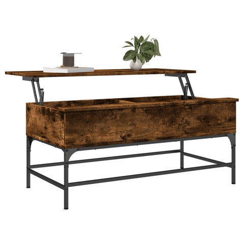 vidaXL Couchtisch Räuchereiche 100x50x45 cm Holzwerkstoff und Metall