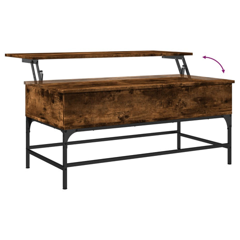 vidaXL Couchtisch Räuchereiche 100x50x45 cm Holzwerkstoff und Metall