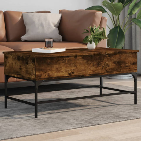 vidaXL Couchtisch Räuchereiche 100x50x45 cm Holzwerkstoff und Metall