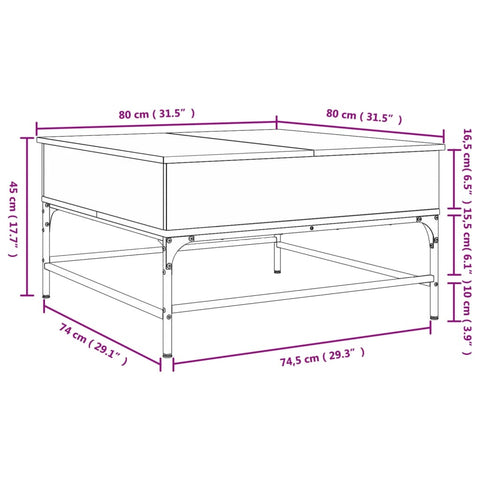 vidaXL Couchtisch Schwarz 80x80x45 cm Holzwerkstoff und Metall