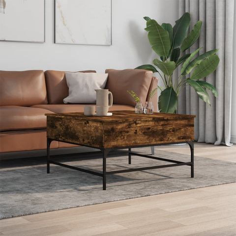 vidaXL Couchtisch Räuchereiche 80x80x45 cm Holzwerkstoff und Metall