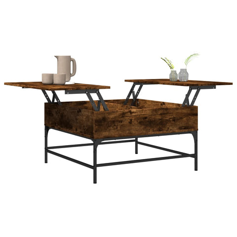 vidaXL Couchtisch Räuchereiche 80x80x45 cm Holzwerkstoff und Metall