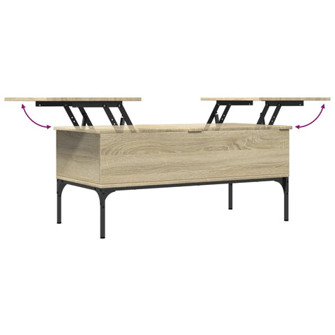 vidaXL Couchtisch Sonoma-Eiche 100x50x45 cm Holzwerkstoff und Metall