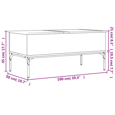 vidaXL Couchtisch Sonoma-Eiche 100x50x45 cm Holzwerkstoff und Metall