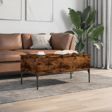 vidaXL Couchtisch Räuchereiche 100x50x45 cm Holzwerkstoff und Metall