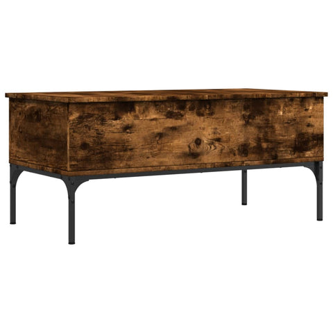 vidaXL Couchtisch Räuchereiche 100x50x45 cm Holzwerkstoff und Metall