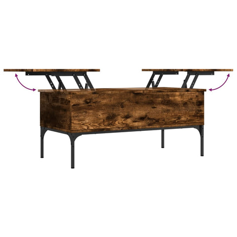 vidaXL Couchtisch Räuchereiche 100x50x45 cm Holzwerkstoff und Metall