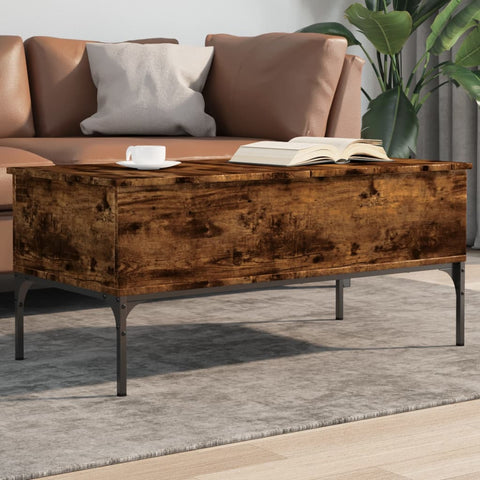 vidaXL Couchtisch Räuchereiche 100x50x45 cm Holzwerkstoff und Metall