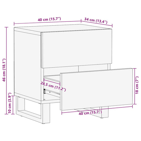 vidaXL Nachttisch 40x34x46 cm Massivholz Akazie