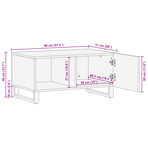 vidaXL Couchtisch 80x51x40 cm Raues Massives Mangoholz