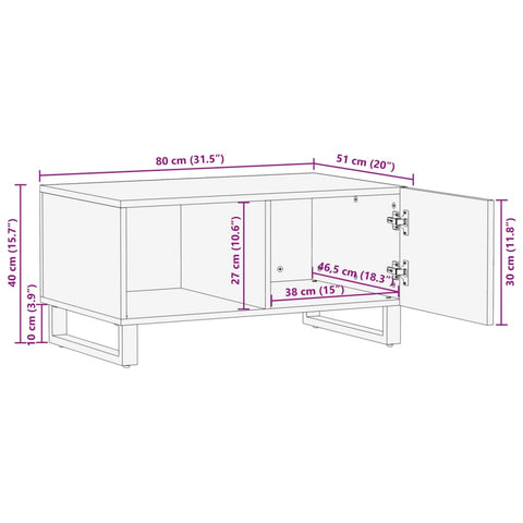 vidaXL Couchtisch Braun 80x51x40 cm Massivholz Mango