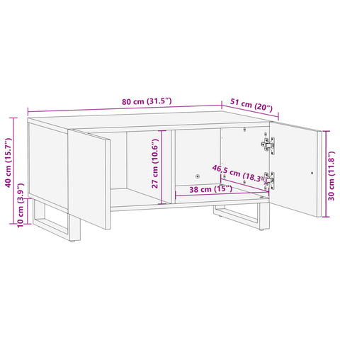 vidaXL Couchtisch 80x51x40 cm Raues Massives Mangoholz