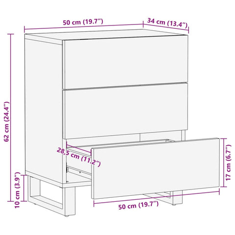 vidaXL Nachttisch 50x34x62 cm Massivholz Mango