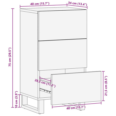 vidaXL Sideboard 40x34x75 cm Massivholz Akazie