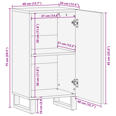 vidaXL Sideboard 40x34x75 cm Massivholz Mango