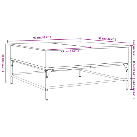 vidaXL Couchtisch Sonoma-Eiche 95x95x45 cm Holzwerkstoff und Metall