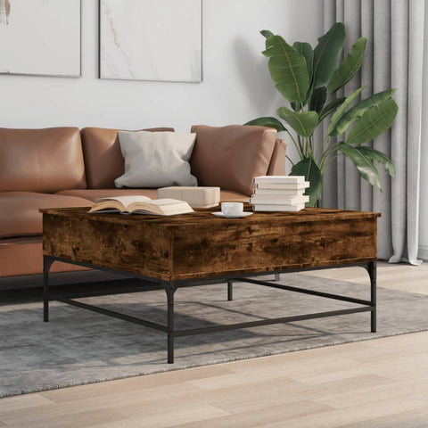 vidaXL Couchtisch Räuchereiche 95x95x45 cm Holzwerkstoff und Metall