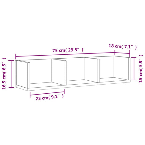 vidaXL Wandschränke 2 Stk. Weiß 75x18x16,5 cm Holzwerkstoff