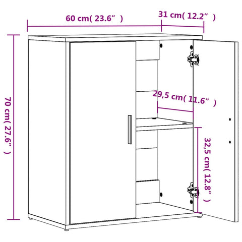 Sideboard Braun Eiche-Optik 60x31x70 cm Holzwerkstoff