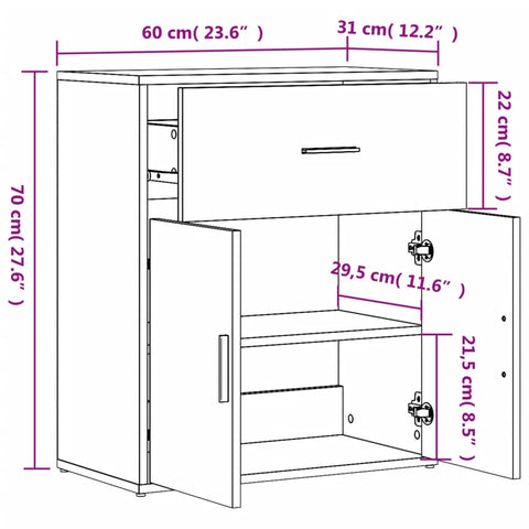 Sideboard Schwarz 60x31x70 cm Holzwerkstoff