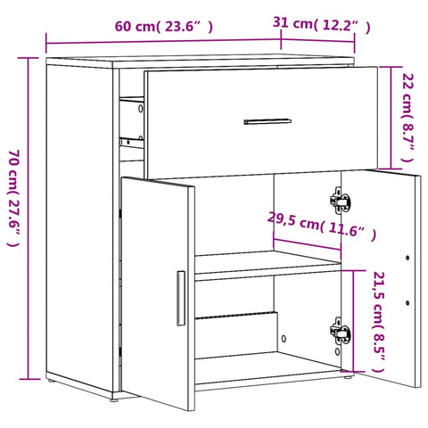 Sideboard Sonoma-Eiche 60x31x70 cm Holzwerkstoff