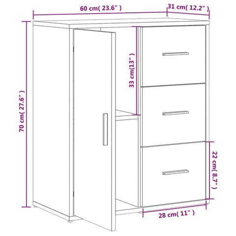 Sideboard Betongrau 60x31x70 cm Holzwerkstoff