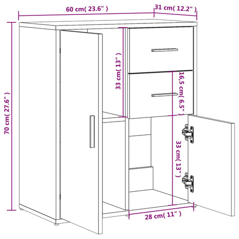 Sideboard Weiß 60x31x70 cm Holzwerkstoff