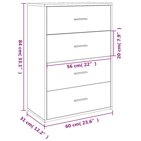 vidaXL Sideboard Braun Eichen-Optik 60x31x84 cm Holzwerkstoff