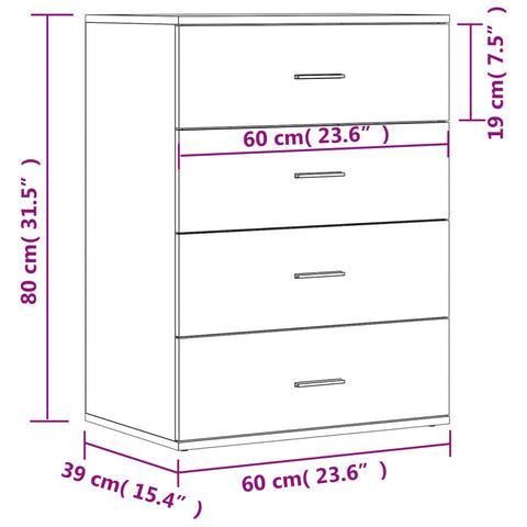 vidaXL Sideboard Grau Sonoma 60x39x80 cm Holzwerkstoff