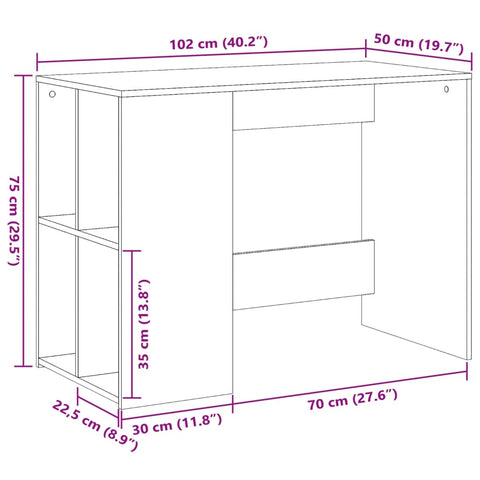 vidaXL Schreibtisch Sonoma-Eiche 102x50x75 cm Holzwerkstoff