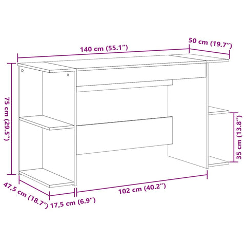 vidaXL Schreibtisch Schwarz 140x50x75 cm Holzwerkstoff