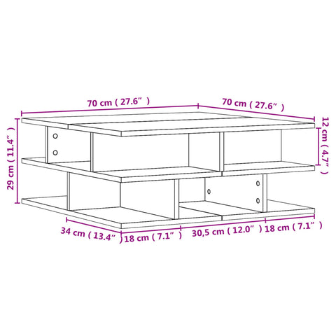 vidaXL Couchtisch Weiß 70x70x29 cm Holzwerkstoff