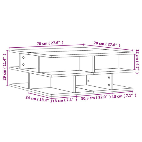 vidaXL Couchtisch Sonoma-Eiche 70x70x29 cm Holzwerkstoff