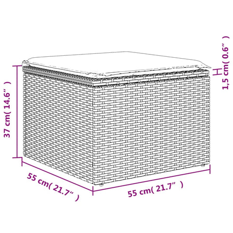 9-tlg. Garten-Sofagarnitur mit Kissen Grau Poly Rattan