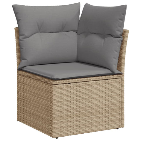 14-tlg. Garten-Sofagarnitur mit Kissen Beige Poly Rattan