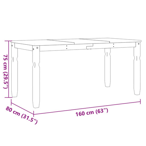 vidaXL Esstisch Corona Grau 160x80x75 cm Massivholz Kiefer