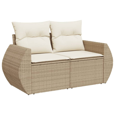 5-tlg. Garten-Sofagarnitur mit Kissen Beige Poly Rattan