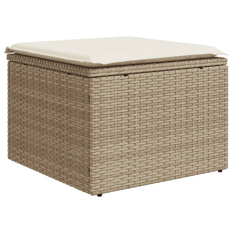 9-tlg. Garten-Sofagarnitur mit Kissen Beige Poly Rattan