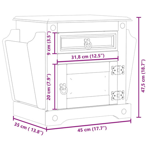 vidaXL Nachttisch Corona 45x35x47,5 cm Massivholz Kiefer