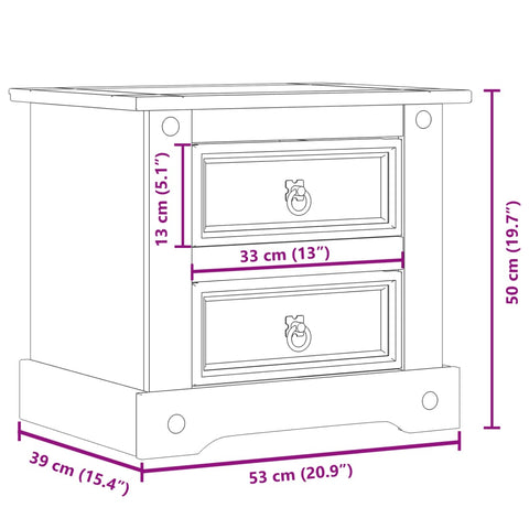 vidaXL Nachttisch Corona 53x39x50 cm Massivholz Kiefer