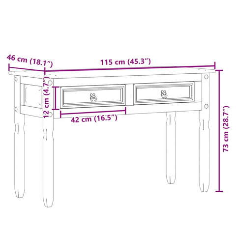 vidaXL Konsolentisch Corona 115x46x73 cm Massivholz Kiefer