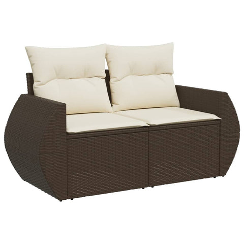 4-tlg. Garten-Sofagarnitur mit Kissen Braun Poly Rattan