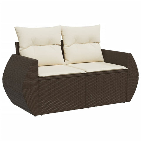 5-tlg. Garten-Sofagarnitur mit Kissen Braun Poly Rattan