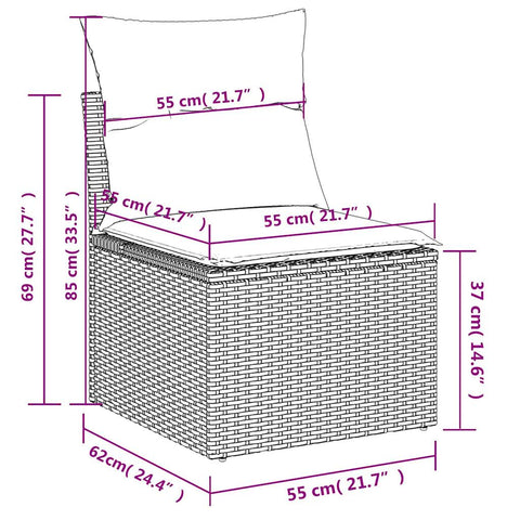 7-tlg. Garten-Sofagarnitur mit Kissen Schwarz Poly Rattan