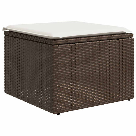 7-tlg. Garten-Sofagarnitur mit Kissen Braun Poly Rattan