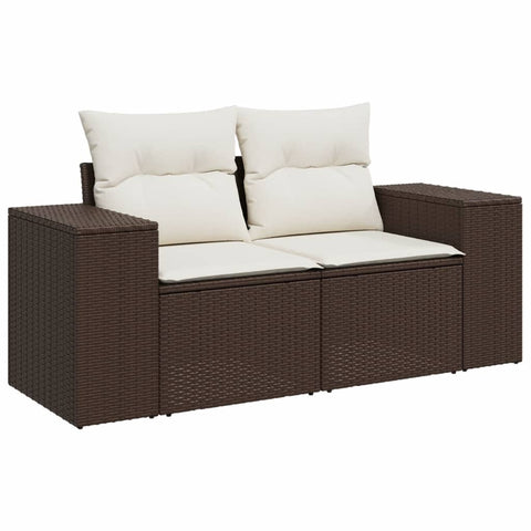 6-tlg. Garten-Sofagarnitur mit Kissen Braun Poly Rattan