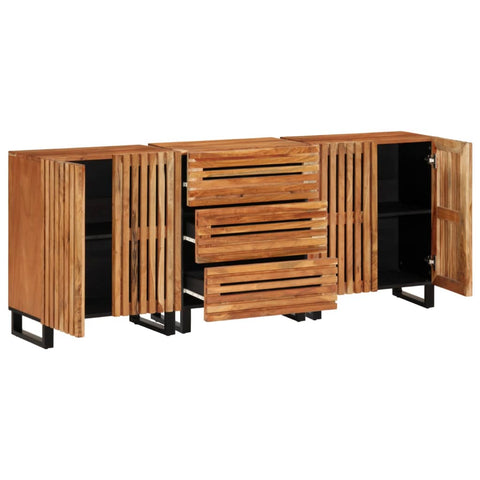 vidaXL Sideboard 3 Stk. 60x34x75 cm Massivholz Akazie