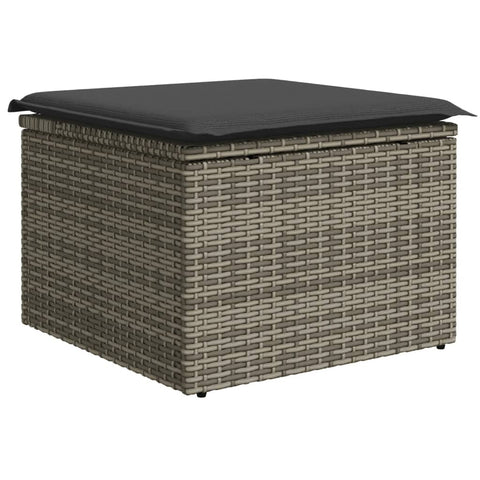 11-tlg. Garten-Sofagarnitur mit Kissen Grau Poly Rattan