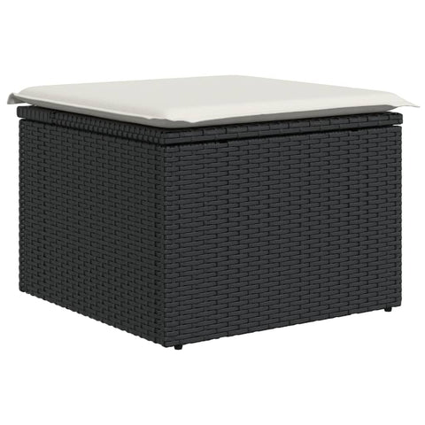 11-tlg. Garten-Sofagarnitur mit Kissen Schwarz Poly Rattan